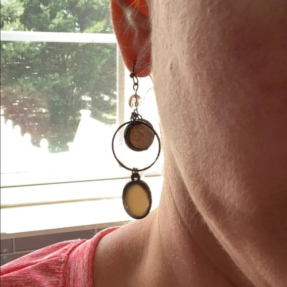 Tan Drop Earrings - Picture 5 of 6